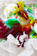Fototapeta na wymiar joyful blurred multicolored background on napkins, art therapy, lockdown, vertical