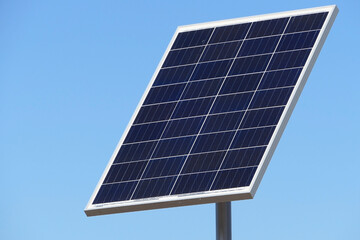 Obraz premium Solar panels or electric battery against the blue sky is isolated. High quality photo