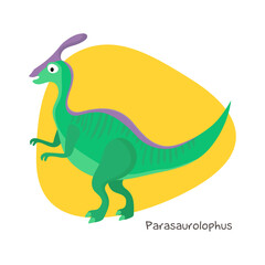 Vector cartoon dinosaur isolated on white background. Parasaurolophus.