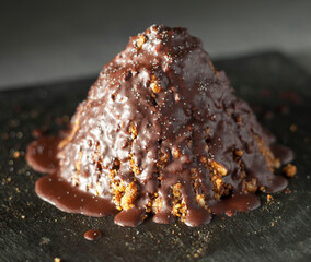 
Anthill cake on black marble board
