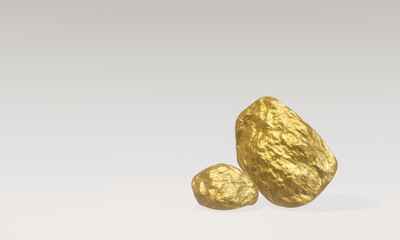 3D rendering. Pure gold nugget from placer mine.