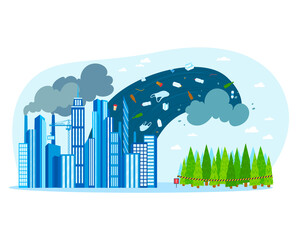 Pollution plant ecology, environment hazard, factory toxic menace emissions dirty, design, flat style vector illustration.