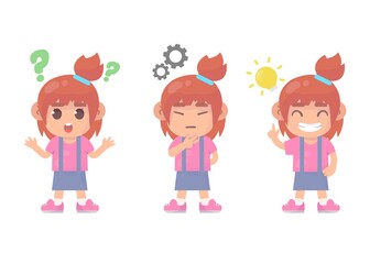 set of happy kids thinking.