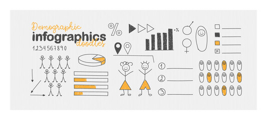 Doodles for demographic infographics. For statistics, business and presentations