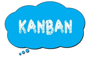 KANBAN text written on a blue thought bubble.