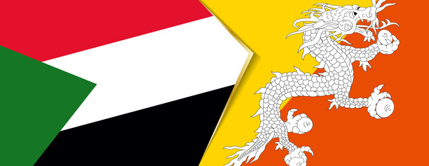 Sudan and Bhutan flags, two vector flags.