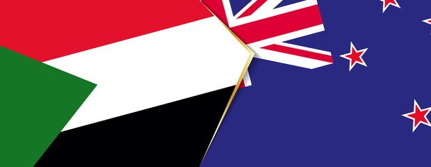 Sudan and New Zealand flags, two vector flags.