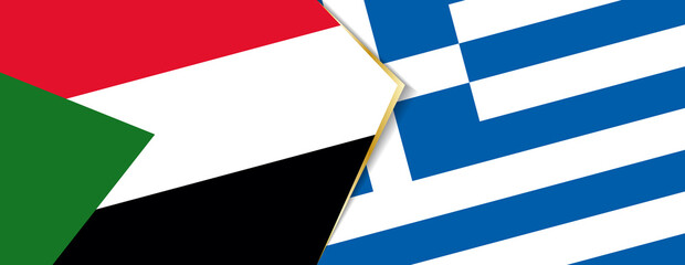 Sudan and Greece flags, two vector flags.