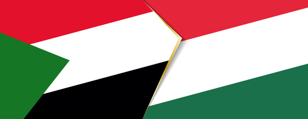 Sudan and Hungary flags, two vector flags.