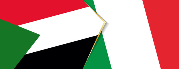 Sudan and Italy flags, two vector flags.