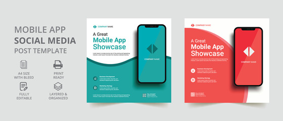 Trendy editable Mobile app promotion template for social networks stories and posts, vector illustration. vector design backgrounds for social media.