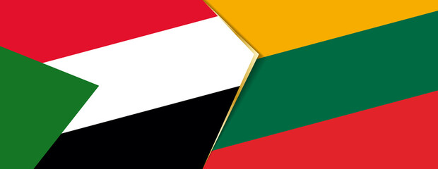 Sudan and Lithuania flags, two vector flags.