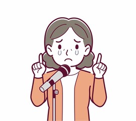 Obraz premium マイクで歌う人