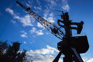 Crane in port of Yanov Backwater in Chernobyl Exclusion Zone, Ukraine