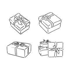 gift box isolated on white background gift box with bow vector sketch on white background