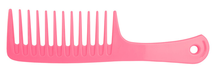 Plastic pink comb trendy isolated on white background - obrazy, fototapety, plakaty