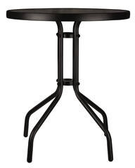 Black round bistro table isolated on white background