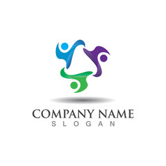 Teamwork union logo community, grup and people vector template