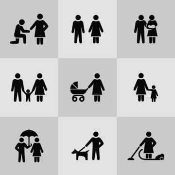 Family life icon set