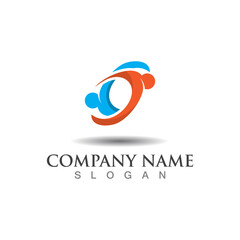 Obraz premium Teamwork union logo community, grup and people vector template