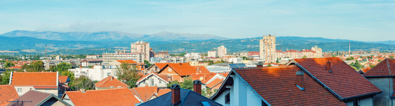 City of Leskovac, panoramic view from the nearby hill Hisar