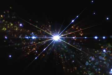 Naklejka premium 光のパーティクルと放射光のアブストラクト背景