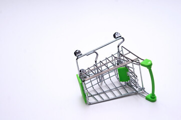 Toy shopping cart isolated on white backgound