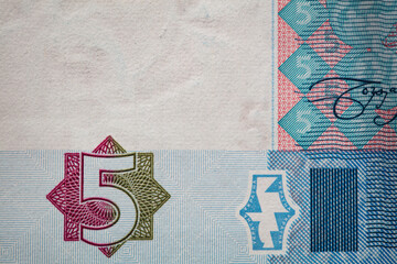 Fragment of Ukrainian 5 hryvnia banknote