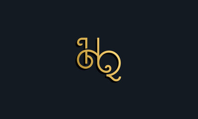 Luxury fashion initial letter HQ logo.