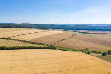 View from above on grain fields in the Taunus / Germany