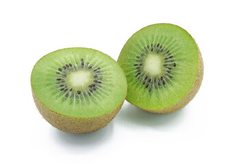 Fototapeta premium Fresh kiwi fruit cut in half, Isolated on white background