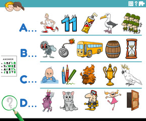 first letter of a word cartoon educational task for children