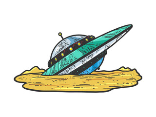wrecked crashed ufo sketch raster illustration © Oleksandr Pokusai