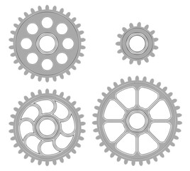 Set aus metallenen Zahnrädern