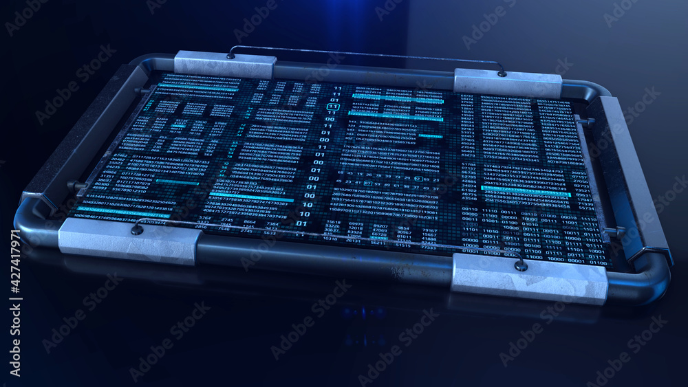 Poster Technology binary 3D rendering screen security digital data number selection