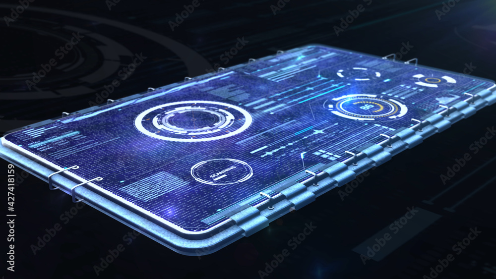 Poster HUD Futuristic Data Element Random 3D Monitoring Screen
