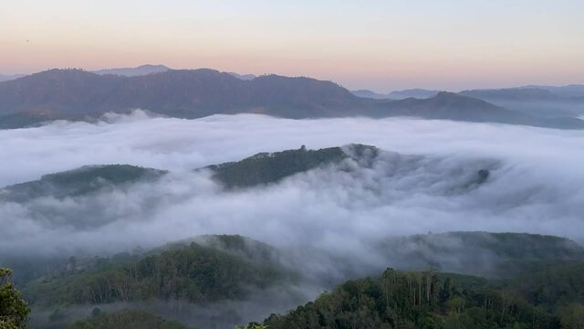 "Sea of Mist", the movement of mist along the mountains. Taken at from Gunung Silipat, Betong at Yala province in Thailand.