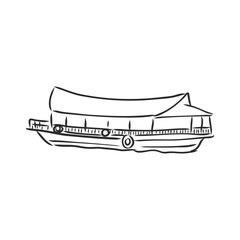 Long tail boat, Thailand Hand Drawn vector Illustration. Travel Thailand Concept.