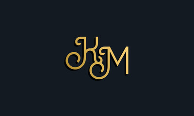 Luxury fashion initial letter KM logo.