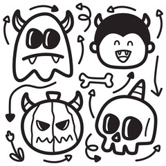 Halloween Coloring Cartoon Doodle Design