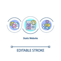 Static website concept icon. Hard coded sites which display exactly same information to all viewers at all times idea thin line illustration. Vector isolated outline RGB color drawing. Editable stroke