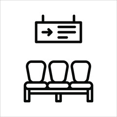 Waiting room vector line icon, linear concept, outline sign, symbol on white background