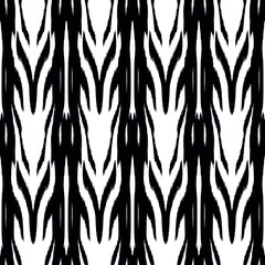 Ikat seamless pattern as cloth, curtain, textile design, wallpaper, surface texture background. Black and white.Vector EPS10