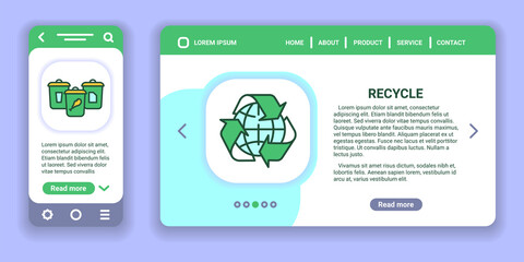 Recycle web banner and mobile app kit. Health care. Outline vector illustration