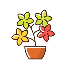 Flowering tree shrubs RGB color icon. Creating beatiful landscape near home with use of nice flowers. Special plants growing in garden. Isolated vector illustration