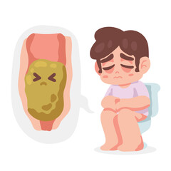  A man has constipation symptom, Vector illustration