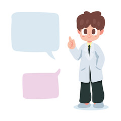 A man doctor talk about something, Cartoon vector illustratio