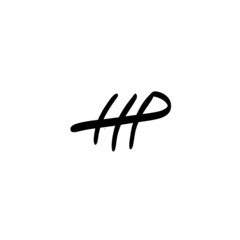 Initial HP handwritten monogram and elegant logo design