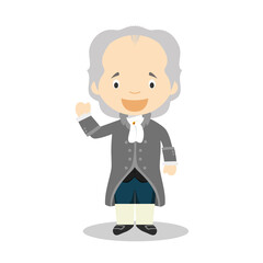 Johan Wolfgang von Goethe cartoon character. Vector Illustration. Kids History Collection.