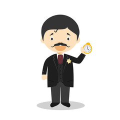 Marcel Proust cartoon character. Vector Illustration. Kids History Collection.